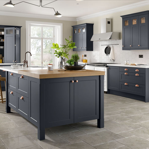 Harborne, Shaker Door Kitchen in Graphite & Chicory Red